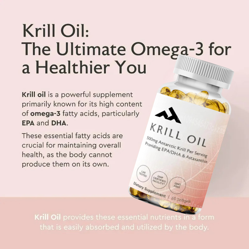 Krill Oil Supplement - Óleo de Krill Antártico 500mg Suplemento