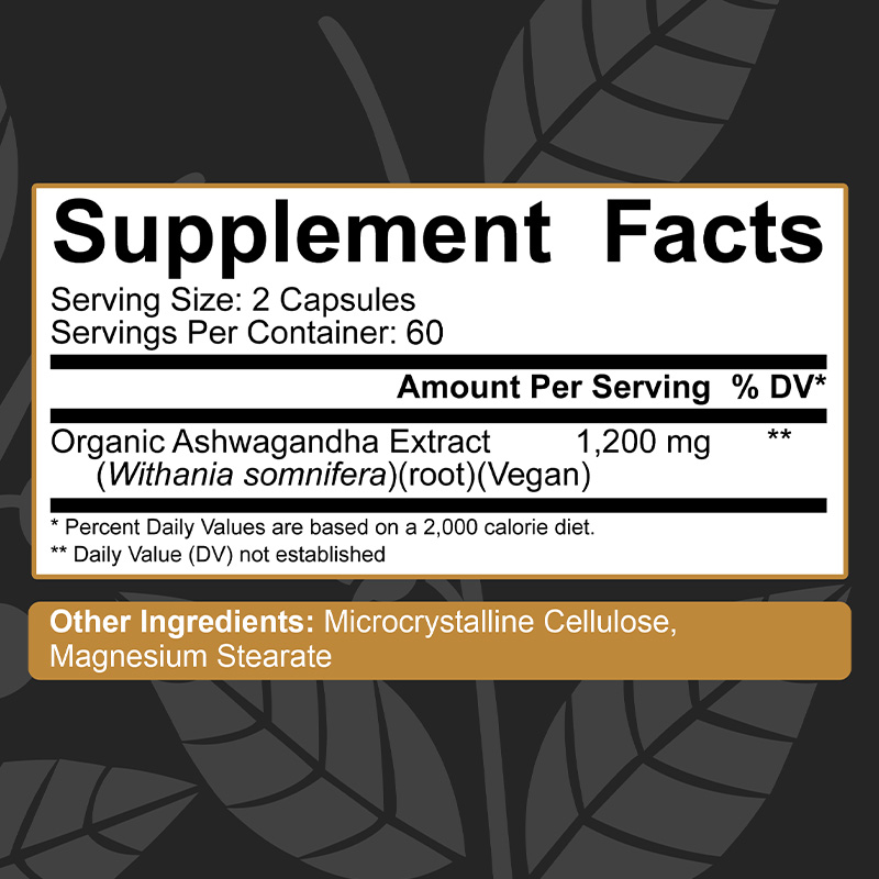 Ashwagandha Extract Root - Cápsula Orgânica Ashwagandha - Melhorar a