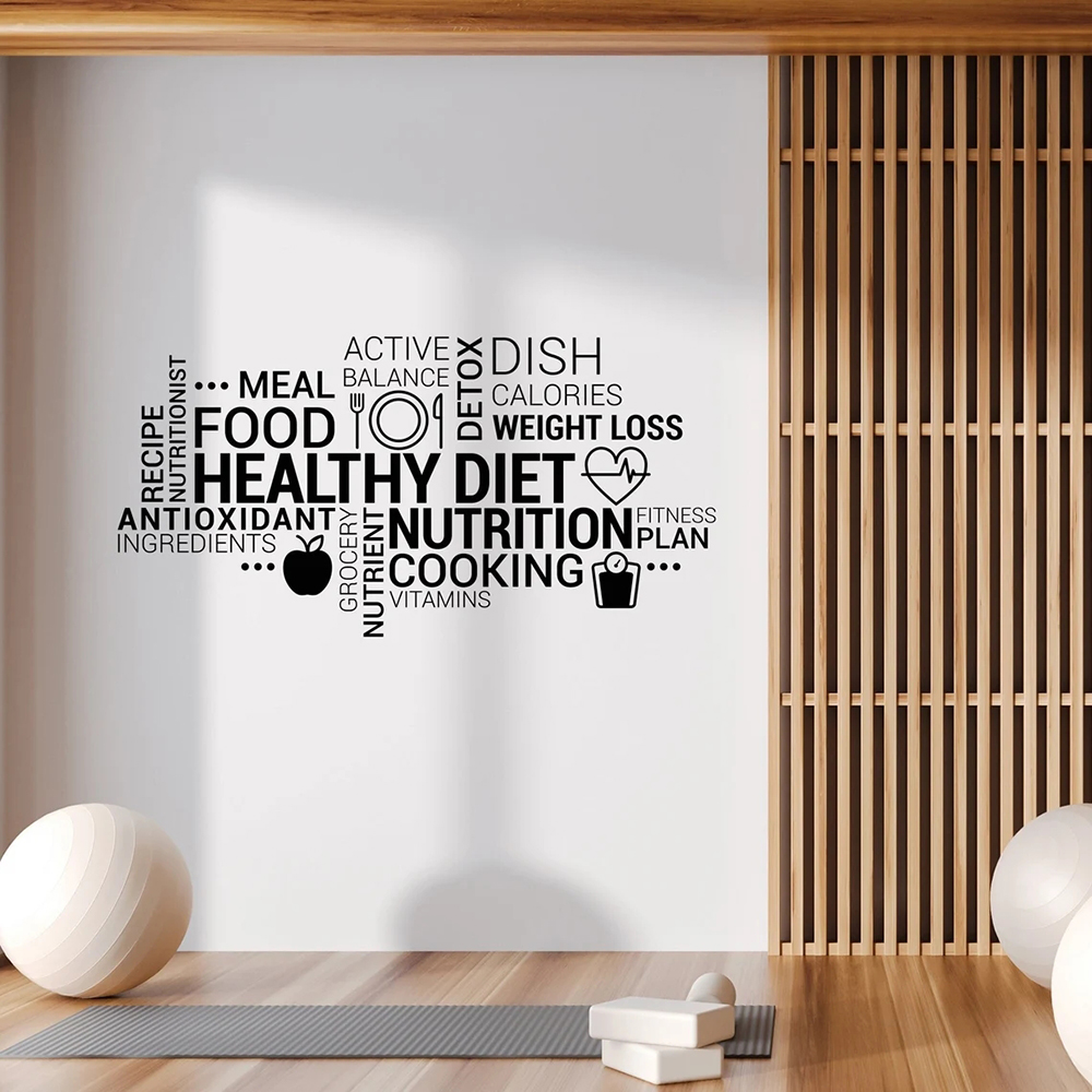 Nutrition Fitness And Health - Inspirador saudável comer decalque da parede