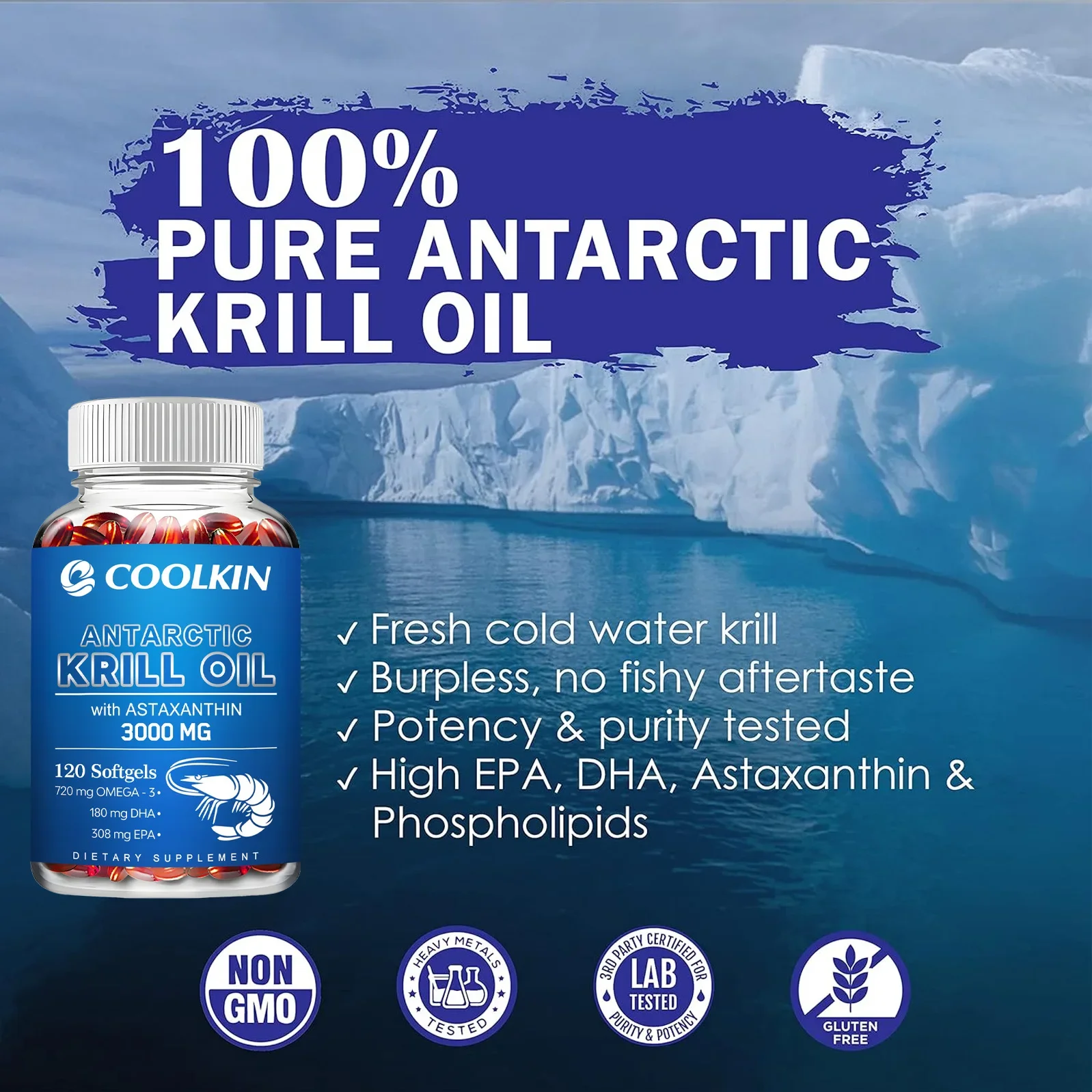 Óleo de Krill Antártico 3000mg - Krill Oil Supplement avaliação e preço